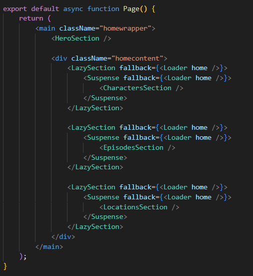 Screenshot Suspense + Lazy Loading